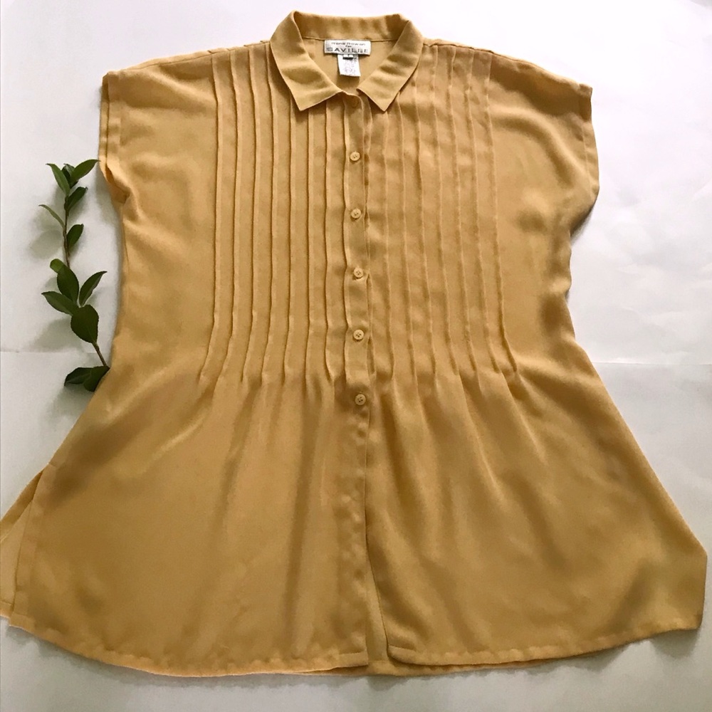 Sheer Peplum Blouse with Pleats and Short Sleeves